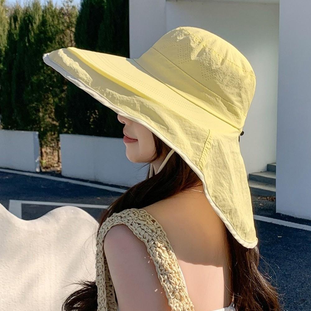 Breathable Sunshade Shawl Cap Solid Color Neck Cover Hiking Cap Fashion Neck Protection Hat  Spring