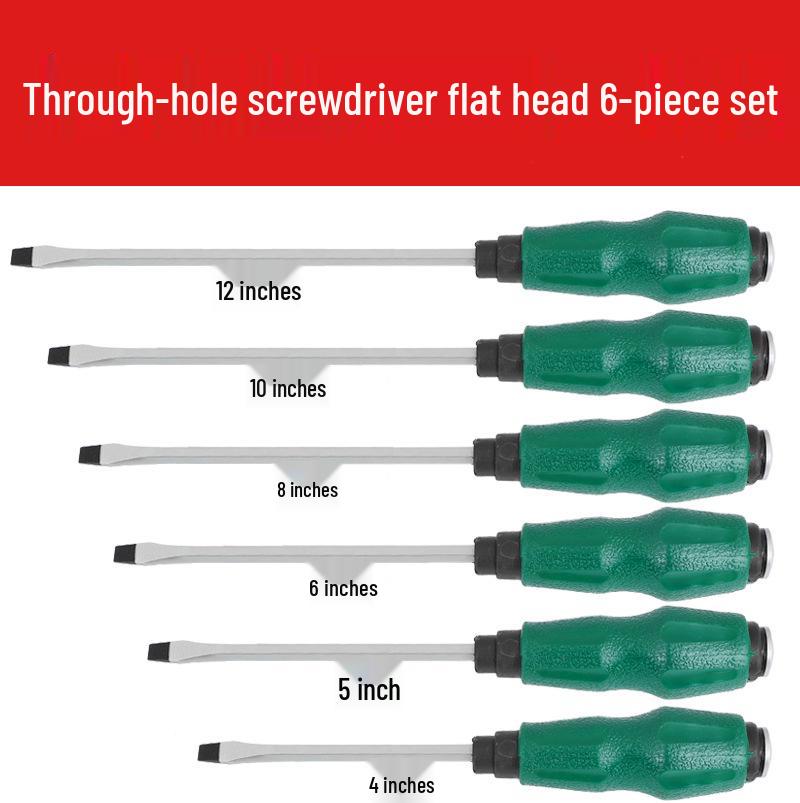 High-Hardness Chrome Vanadium Steel Through-Tang Slotted & Phillips Screwdriver - Hammer-Friendly Hand Tool.