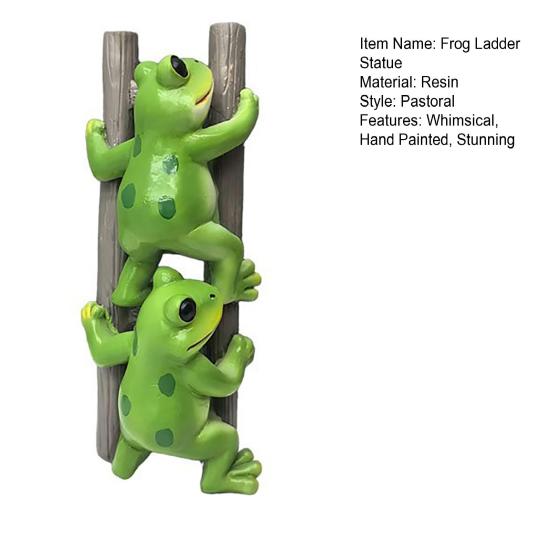 Lustige Frosch-Gartenstatue Niedliche 2 Frösche Kletterleiter Figur Harz Tier Skulptur Blumentopf Dekoration für Balkon Rasen Garten Regal Schreibtisch Dekor