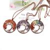 Vintage Handmade Bending Tree Of Life Colorful Gravel Crystal Pendant N79