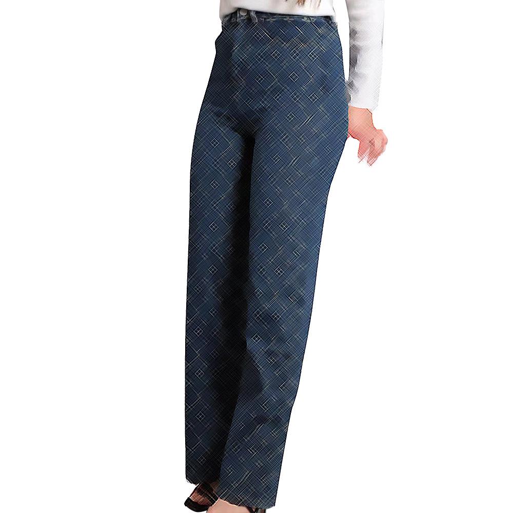 

DD0141 Women s Slim Fit Jacquard Wide Leg Jeans - Trendy European & American Style Fashion M
