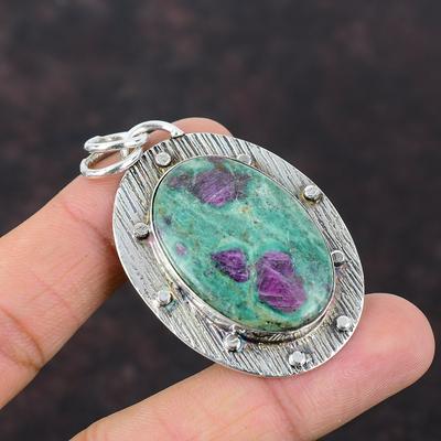 Pingente de rubi fucsita feito à mão, joias maravilhosas, pingente de prata esterlina 925, joias delicadas com pedras preciosas, pingente de pedra de nascimento, presente para aniversário