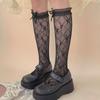 1 Pair Kawaii Bow Lace Mid Calf Girl Sock JK Schoolgirl Mary Jane Cut-out Socks Summer Jacquard Bow Floral Thin Tweed Stockings