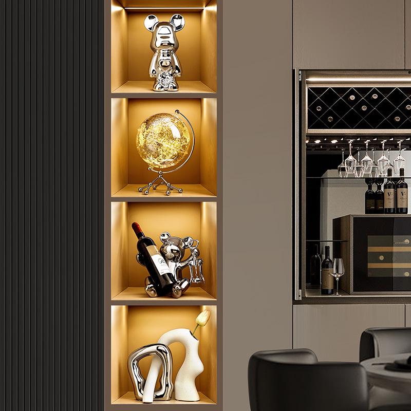 Elegant Ceramic Bear Wine Rack: Red Wine Display and Cup Holder for Luxurious Living Room Decor