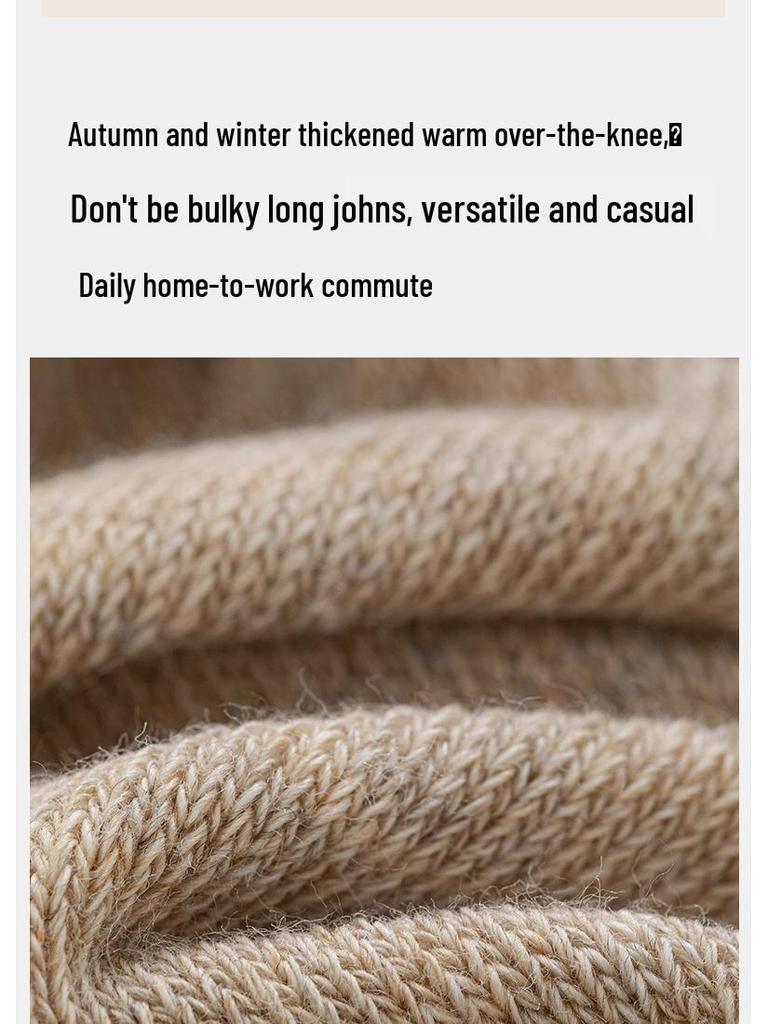 Women's Antibacterial Over-the-Knee Leg Warmer Socks: Thick, Anti-Slip, Cotton Knee Pads - Black for Autumn/Winter.