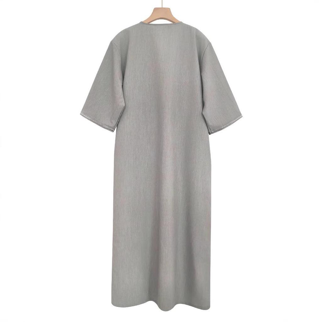 2025 Men's Middle Eastern Embroidered Mid-Sleeve Moroccan Robe