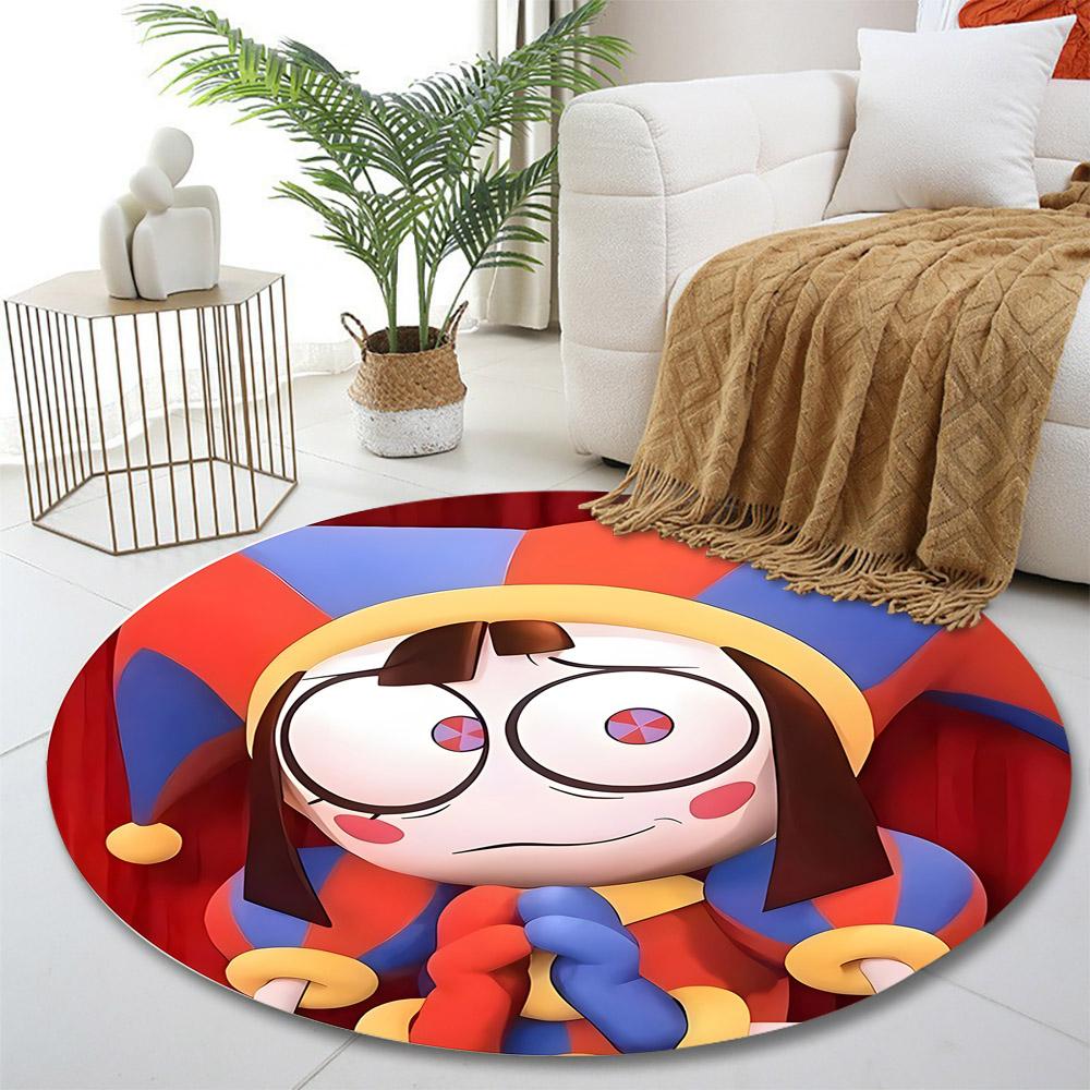 Colorful Jester Cartoon Character Print round rug, living room, bedroom, playroom carpet, non slip floor mat, gift