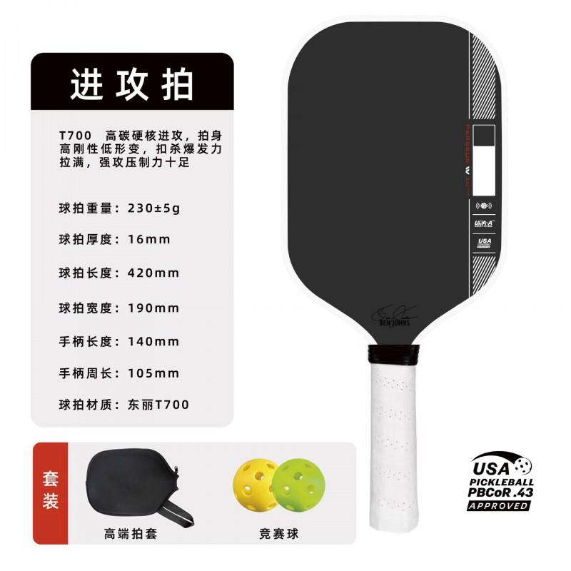 Professional Carbon Fiber Pickleball Paddle T700 4th Gen Honeycomb Core Highality Large Sweet Textured Matte Finish