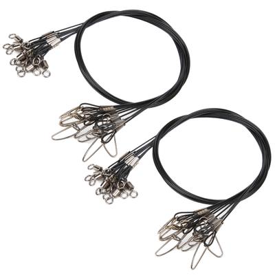 Fishing Wire Line Leash Anti Bite Steel Fishing Line Steel Wire Er with Rolling SwivelBlack