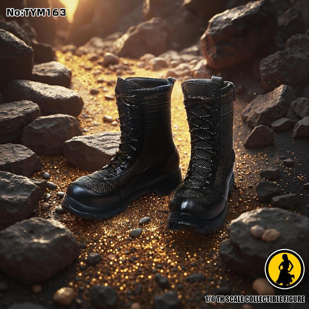 [TOYBARJAPAN] 16 Scale Figure Accessory  Compatible with TBLeague and other body types. TYM TYM163 Black Military Boots for Male Body (Body, head,