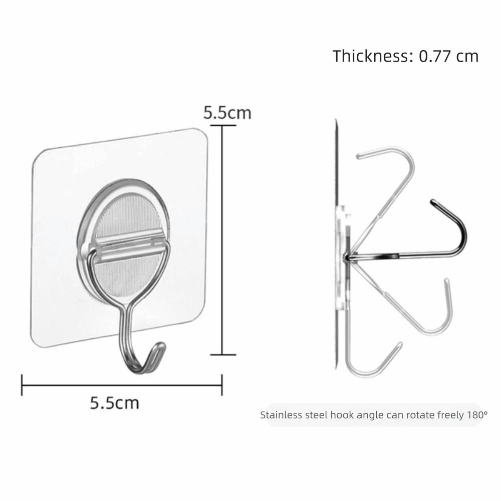 10PCS Transparent No Damage Hooks Heavy Duty Stick On Hooks Multi-Purpose Adhesive Wall Hooks  Door