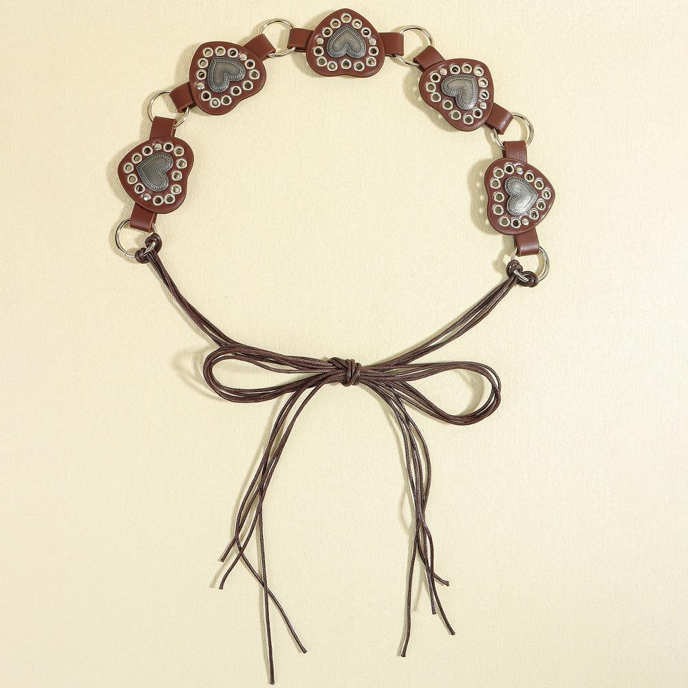 Zinc Zinc Alloy Cowboy Waistband PU Leather Heart Hollow Belt Simple Cowgirl Buckle Belt  Dress Decoration