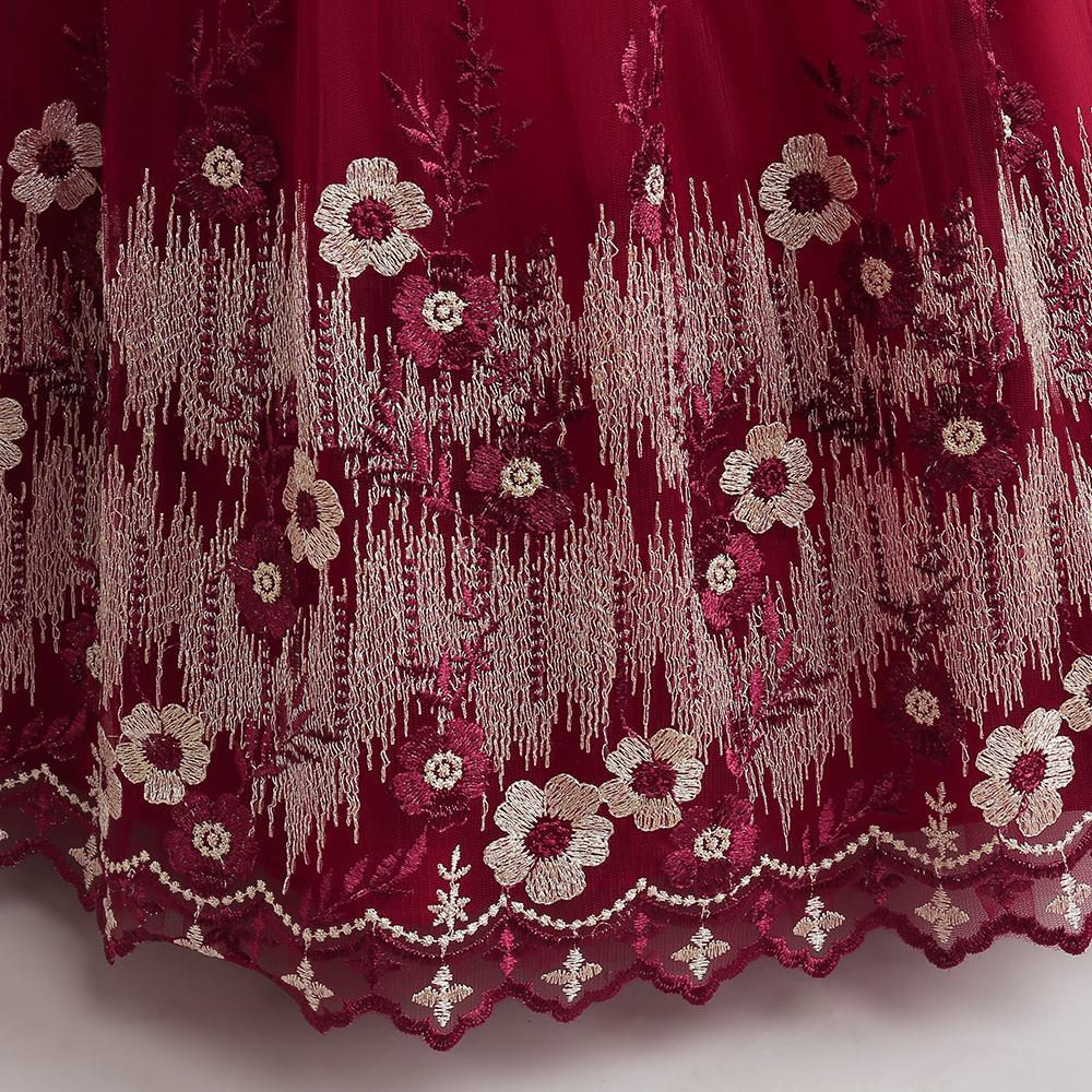 Fluffy Tulle Christmas Girls Dresses Formal Embroidery Bridesmaid Wedding Princess Kids Party Dress for Girl Costume Birthday Gown