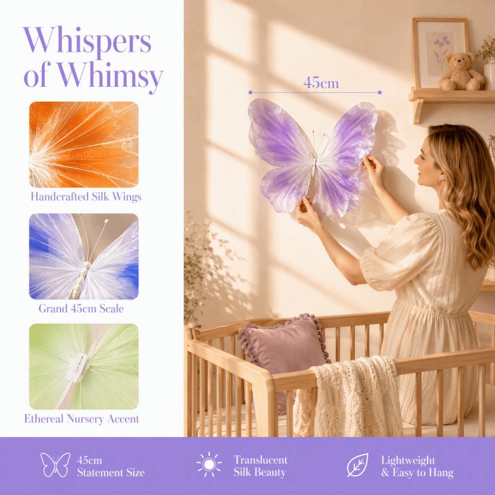 Flower Pattern Artificial Butterfly Gradient Color 3D Silk Yarn Butterfly Wedding Party Decoration