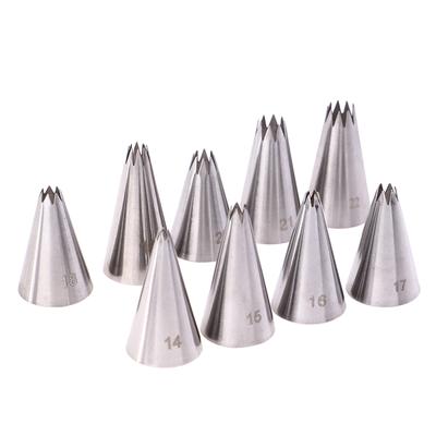 9Pcs Pastry Icing Piping Nozzles Stainless Steel Decorating Tip Cake Decor