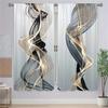 2 Pcs Abstract Art Curtains Black Gold Streamline Pattern Living Room Bedroom Window Decorative Curtains Modern Minimalist Style