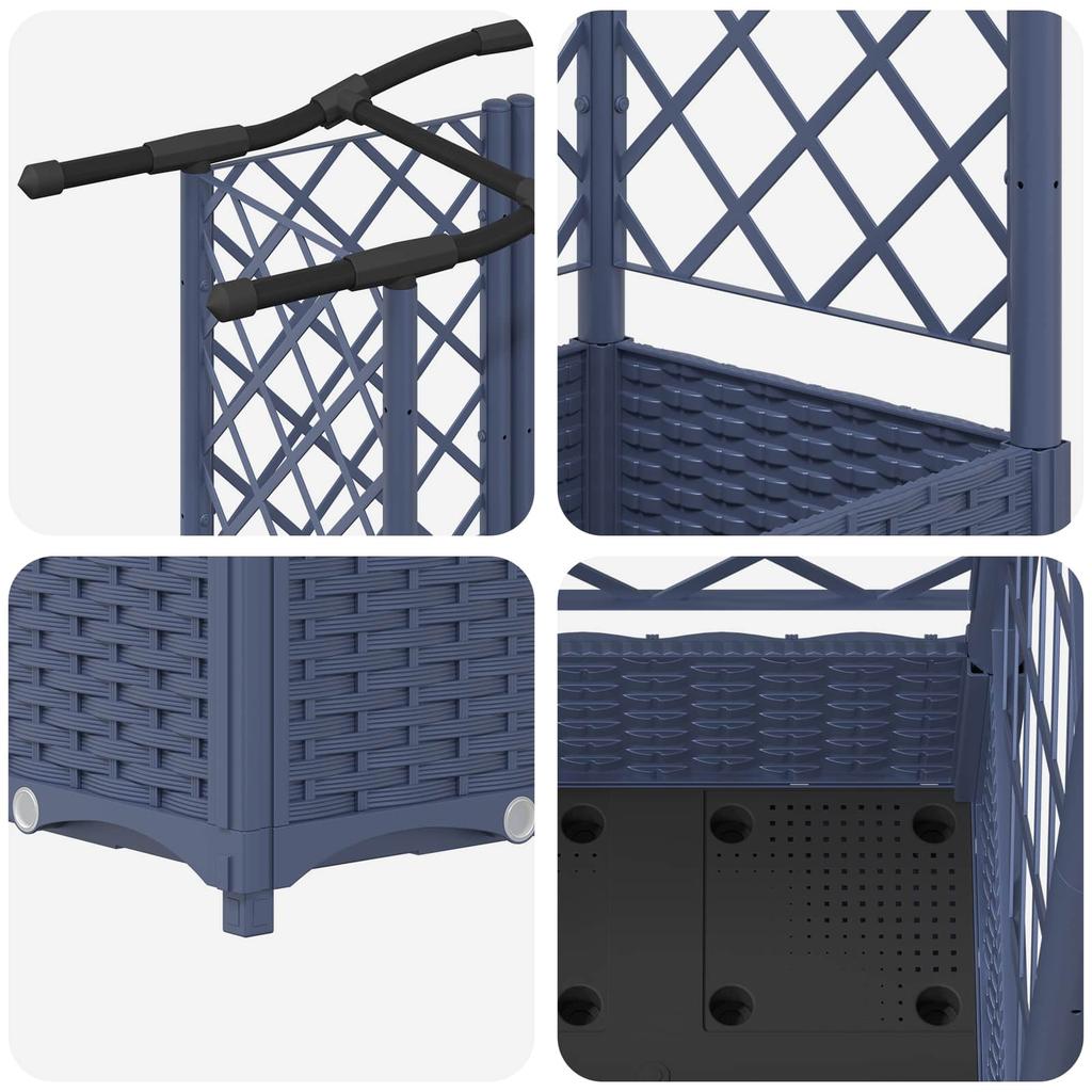 Raised Garden Bed with Trellis and Hanging Roof Gray 203.5 X 40 X 125 Cm PP