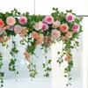 Frühlings-Hängeblumen-Ranke Statische Pfingstrosen-Blumen-Glasaufkleber Abnehmbare Fensteraufkleber für Zuhause, Hochzeitsfeier, Hotel, Büro