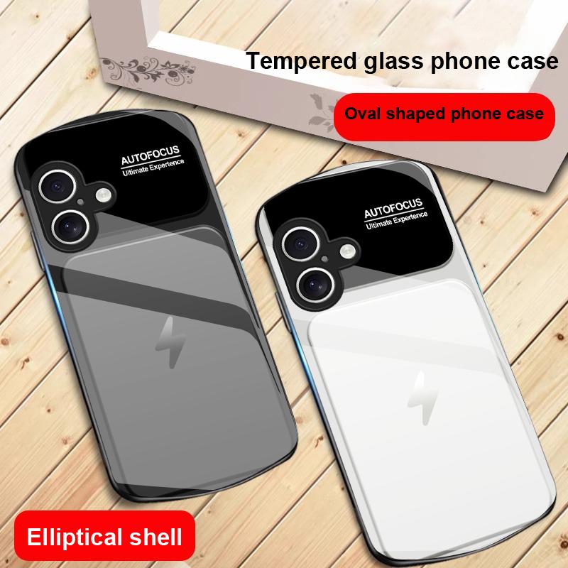 Gray background lightning For iPhone 17 16 15 14 13 Plus 12 mini 11 Pro Max XR Xs Max X 7 8 6S 22 20 Elliptical glass phone case