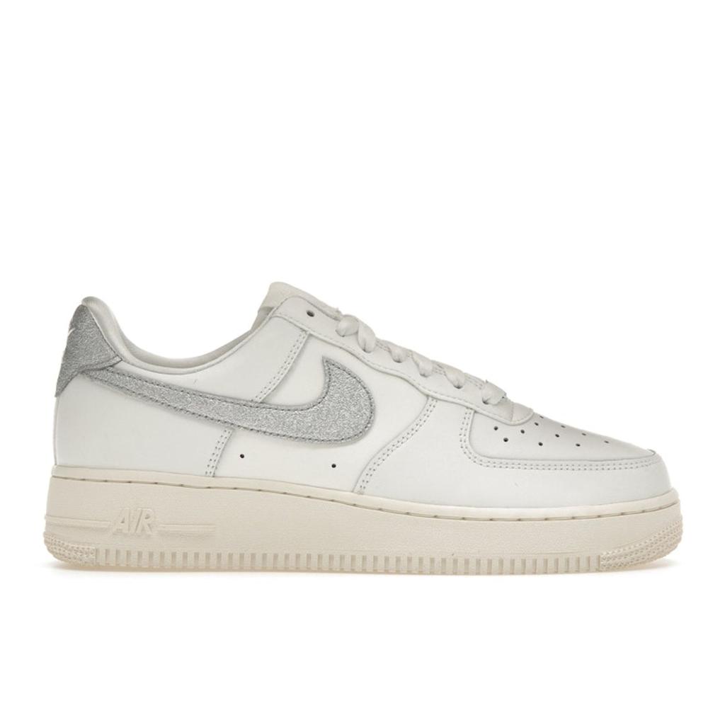 Nike Air Force 1 07 Essential Silver Swoosh Women Sneakers White Summit-White Metallic-Silver DQ7569-100