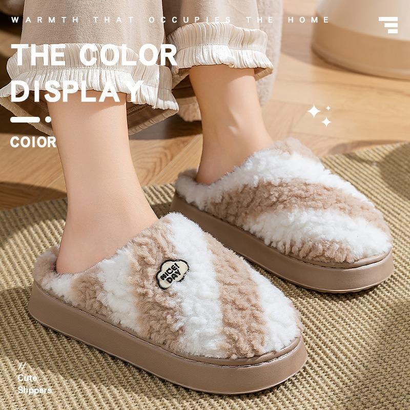 Cotton slippers women's autumn and winter new indoor home thick bottom warm plush confinement cotton mop outside wear