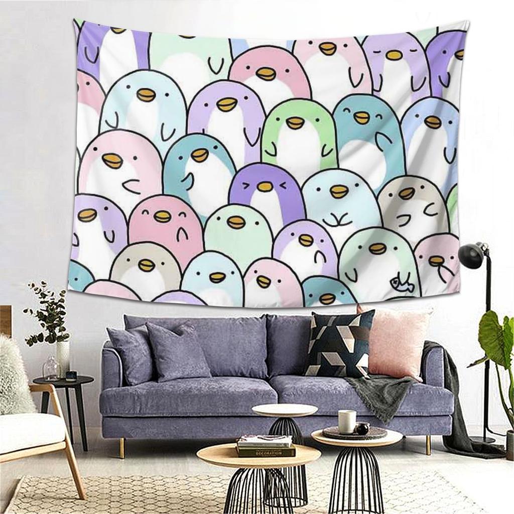 Penguin Snuggles Tapestry Decoration Art Aesthetic Tapestries for Living Room Bedroom Home Wall Cloth Wall Hanging
