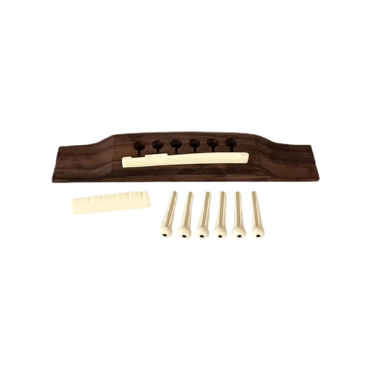 Acoustic Guitar Wood Rosewood Bridge Guitar Wood Bridge Guitar Saddles Nut Slotted with 6 Bridge Pins Easy To Install
