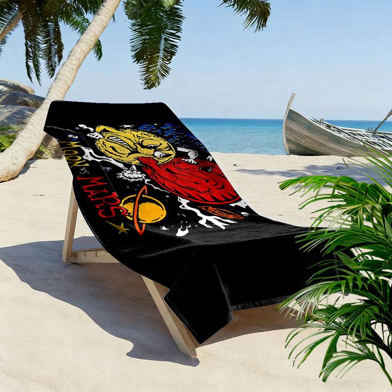 Moon Print Beach Towel, Large Soft Quick Dry Towel for Beach Camping Swimming