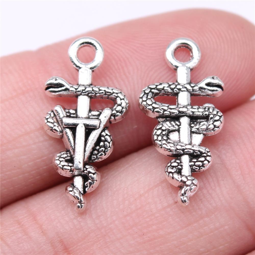 20pcs Animal Snake Charms Cobra Pendant For Jewelry Making DIY Crafts Making Findings Handmade Tibetan Jewelry