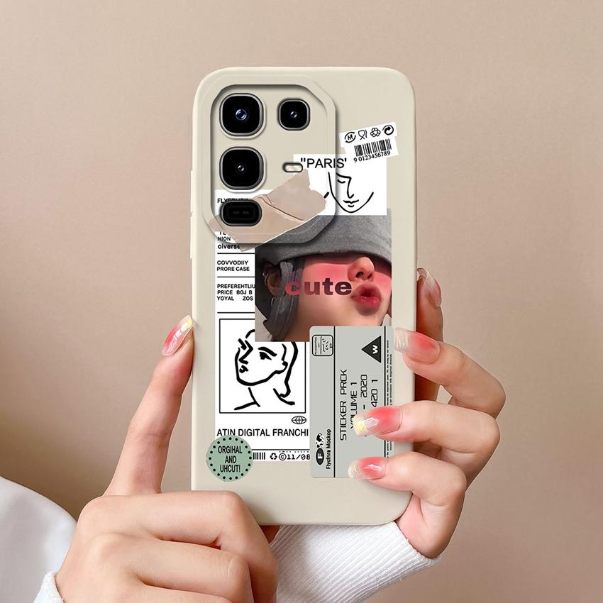 Bumper Bags For Infinix Note 50X 50 Pro Plus 50S Elegant Girls Patterns Square Soft Liquid Silicone Anti Drop Protective Cases For Infinix Back Covers