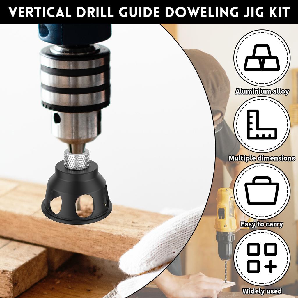 Vertical Drill Guide Doweling Jig 3-10mm 8 Drill Sleeves Aluminum Alloy Drill Positioning Pocket Hole Jig Hole Puncher for Carp