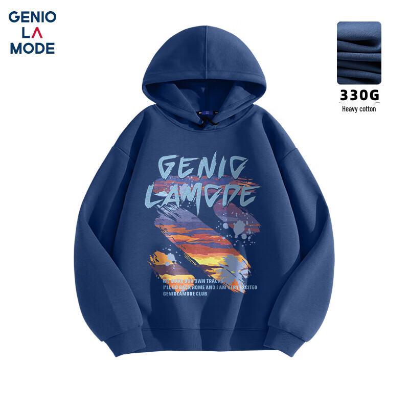 

GENIOLAMODE Men s Graffiti Print Hooded Sweatshirt L