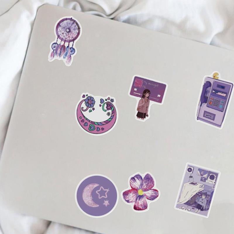 50Pcs Cartoon Anime Purple Style Girl Sticker Guitar Skateboard Graffiti Sticker