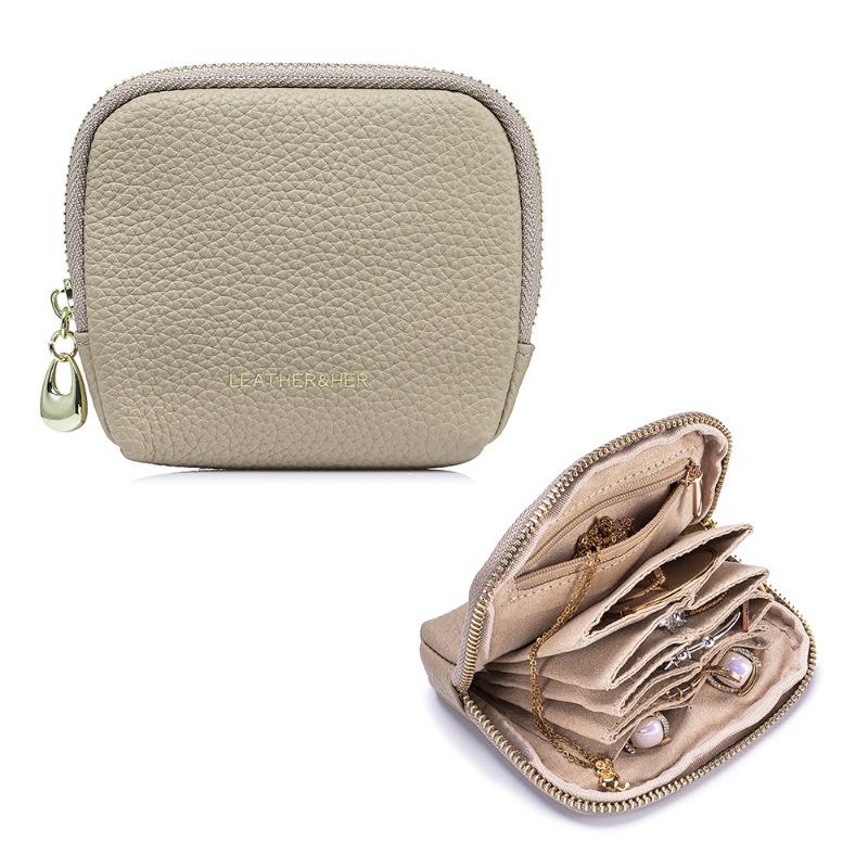 New leather jewelry storage bag portable multi-layer necklace ring jewelry bag travel bracelet jewelry storage bag