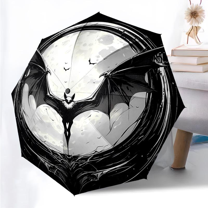 

Moon Bat Pattern Folding Umbrella Fashion Auto-Open 8 Iron Ribs Plastic Handle Foldable Sunshade Perfect Christmas Gifts