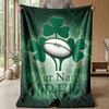 Ireland Rugby Custom Flannel Throw Blanket Print Your Name Text Soft Warm Blanket Holiday Present