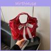 Ribbon Bow Solid Color Bucket Handbag Single Shoulder Crossbody Bag Women Gift