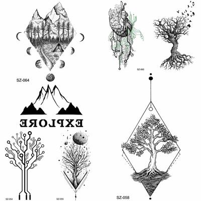 Geometric Temporary Tattoos For Women Men Realistic Fake Pine Tree Flower Body Art Tatoo For Holiday Buy At A Low Prices On Joom E Commerce Platform
