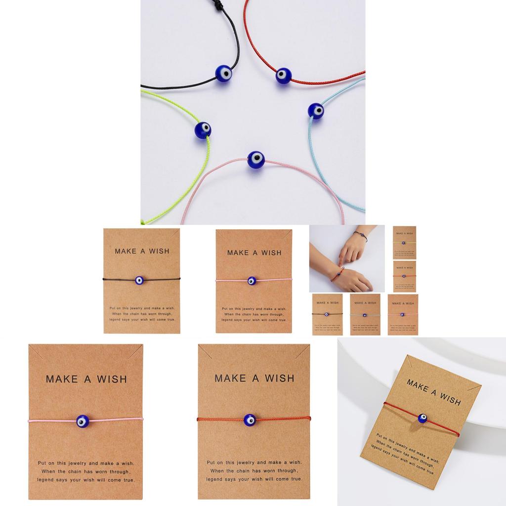 Make A Wish Paper Card Evil Eye Jewelry With Beads And Alloy For Men And Women