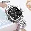 SANDA 3277 Fashion Couple Quartz Watch Waterproof Luminous Calendar Stainless Steel Square Business Luxury Men's Watch
