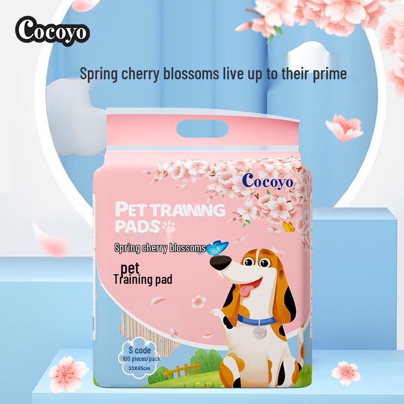 Cocoyo Cherry Blossom Pet Training Pads: Thick, Deodorizing, Absorbent Urinal Pads for Dogs & Cats L 60x90cm (20 pcs)