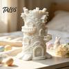 Matte Tree House Statue 3D Printed Statue, Miniature Fairy Figurine, PLA Figurine White Treehouse Sculpture for Home Office Bookshelf Desk Decor