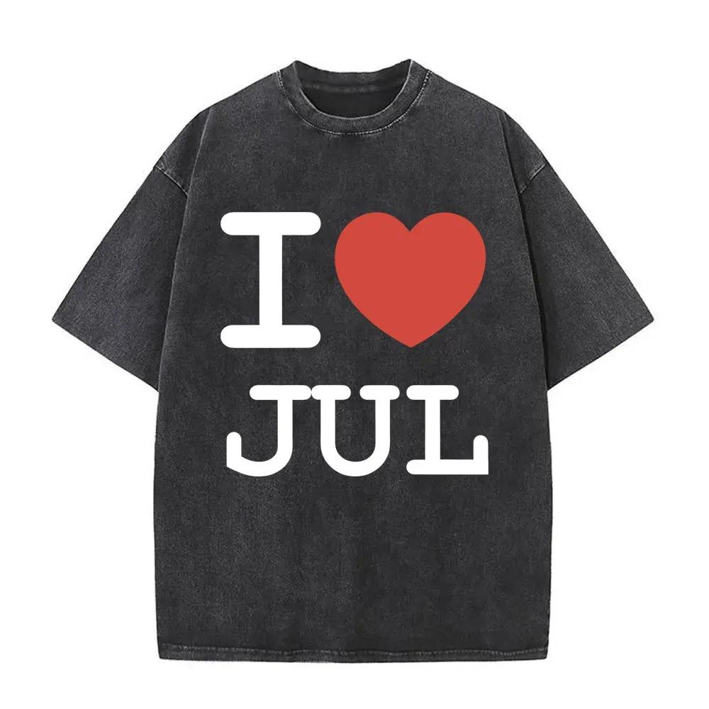 Love Jul 2026 Merch Washed Vintage T-shirt Men Women Fashion Rap Pop Music Streetwear Man Hip Hop Oversized Short Sleeve Tshirt