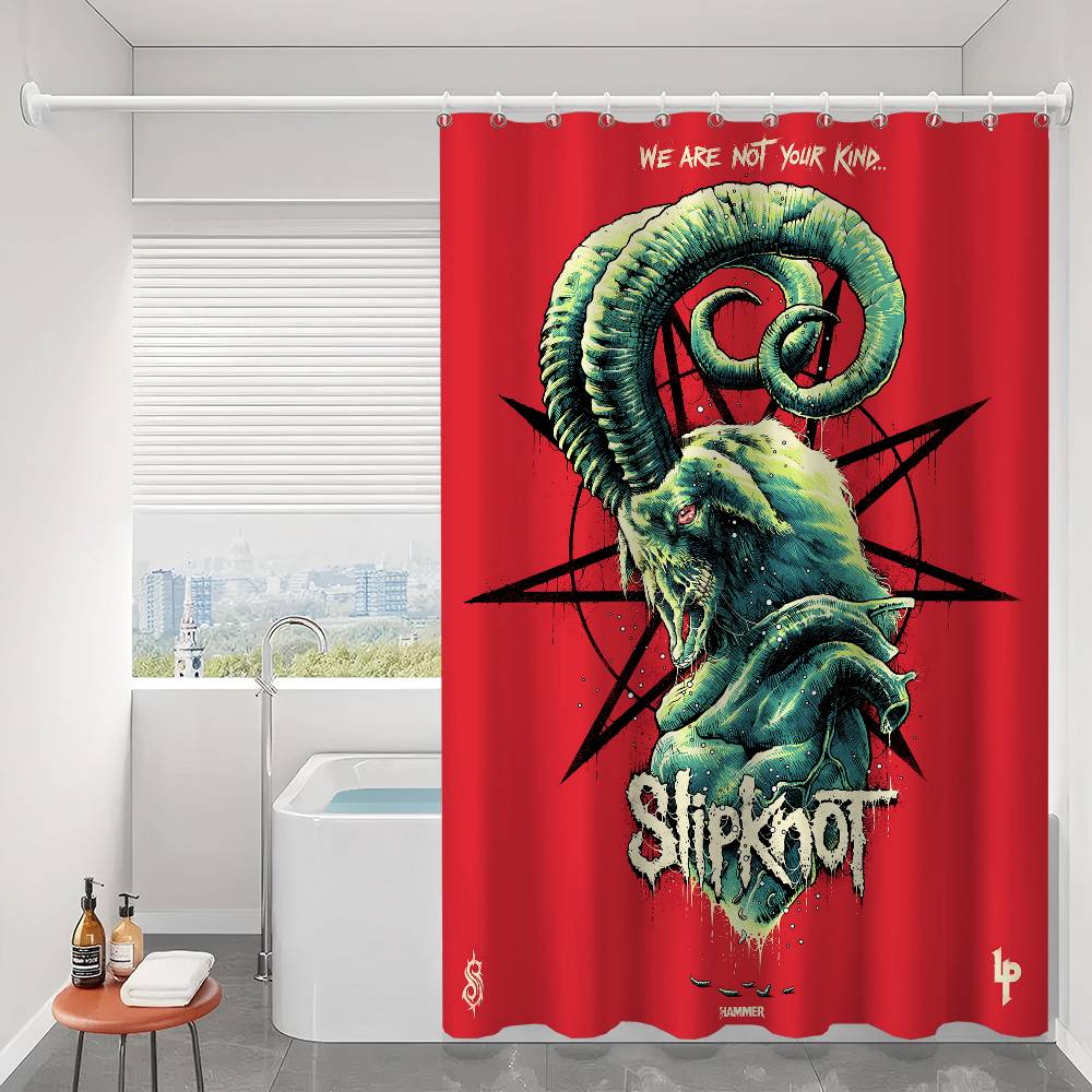 S-Slipknot Rock Logo Waterproof Fabric Shower Curtain Bathroom Decoration Curtain Home Hawaiian Style Shower Curtain