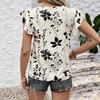 European and American New Short-sleeved Printed Crew Neck Women's Top