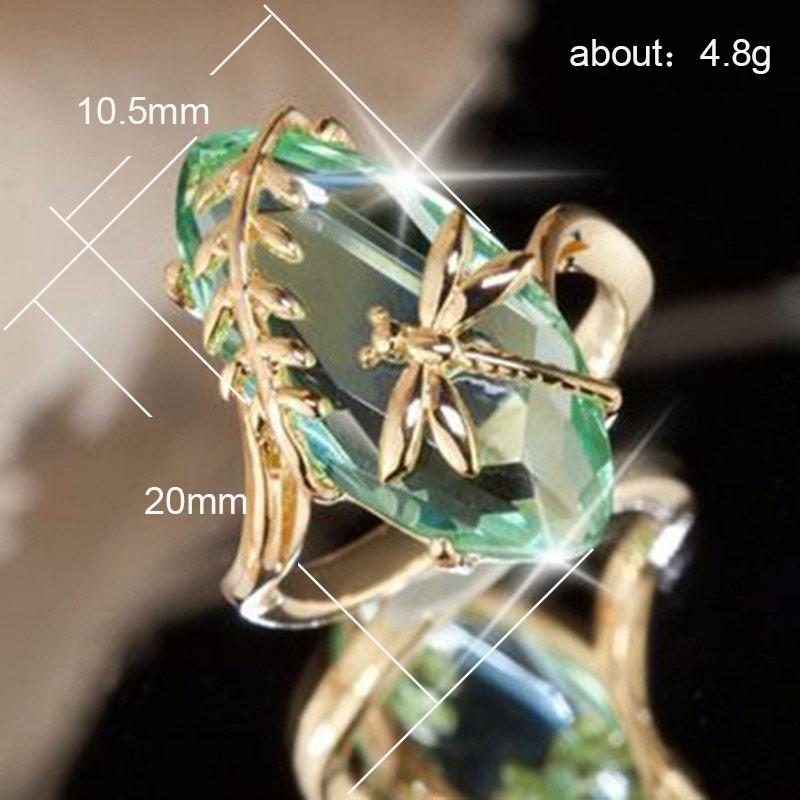 Huitan Fliegende Libelle Form Dekoration Design Damenringe Exquisite Tieraccessoires Ringe Für Frauen Mit AAA Rosa&Grün Zirkonia