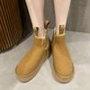 Mode Flach mit Knöchel Schneestiefel Winter Slipper Damen Schuhe im Angebot 2024 Hohe Qualität Runde Zehe Niedriger Absatz Einfarbig Nähte Damenstiefel