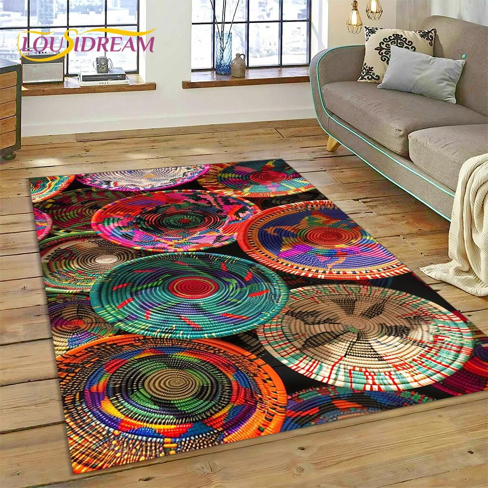 Tappeto Mandala Trama Floreale Colorata VIKAMA, Tappeto Antiscivolo per Soggiorno, Camera da Letto, Divano, Decorazione Casa, Zerbino