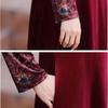 Women's Loose Plus Size Velvet Dress Color-Block Printed  Velvet Long A-Line Dress