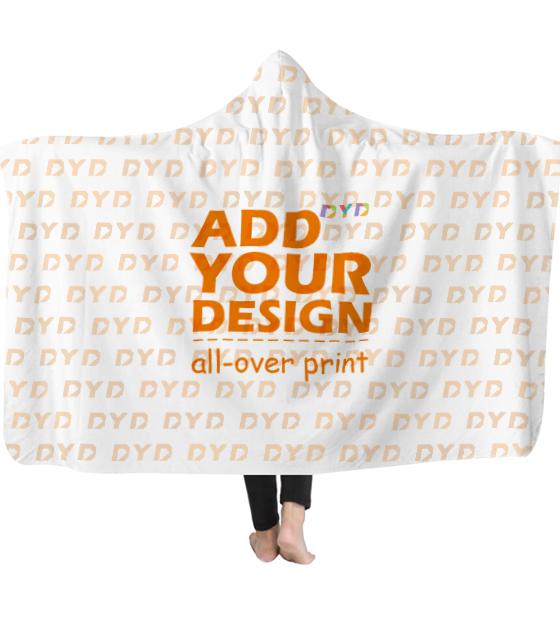 Custom Printed Thick Crystal Velvet Cloak Hooded Blanket Nap Casual Sofa Fluffy Blanket for Winter